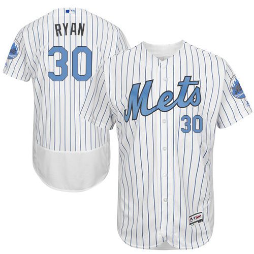Mets #30 Nolan Ryan White(Blue Strip) Flexbase Authentic Collection Father's Day Stitched MLB Jersey